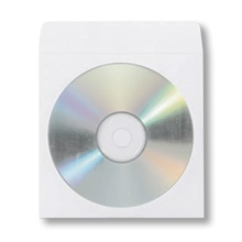 Papieren CD Sleeves wit met transparant venster 100st. (box 65)