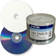 DVD-R Inkjet Printable Wit Waterproof - Ritek 50st. verpakt